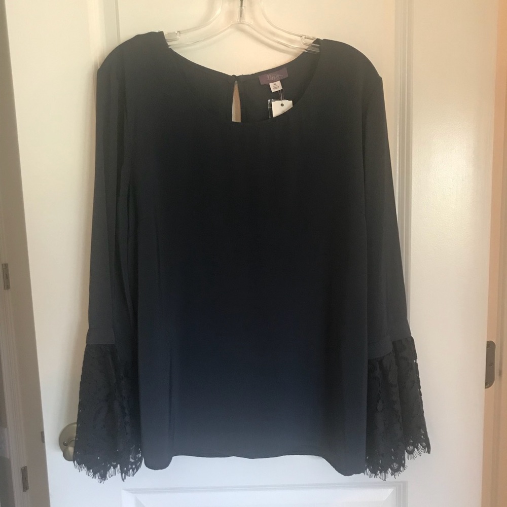 Navy blue lace bell sleeve blouse BNWT Size XL